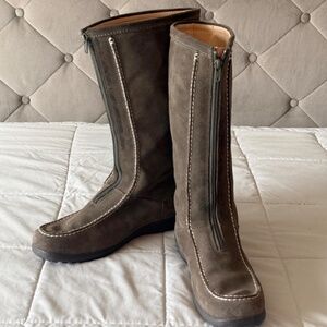 Lands End Front Zip Suede Tall Boots Size 9B